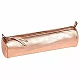 Clairefontaine 8687C Schlampermäppchen (mit Perlmutt-Effekt rund, 5,5 x 22cm, praktisch und robust, aus Leder) 1 Stück kupfer