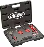 ViGOR V5513 Bördelgerät Satz I 9-teiliges Set I für DIN Bördelung, Bördeln von Stahl-, Aluminium-, oder Kupfer-Bremsleitungen I Einsatz an Brems- bzw. Hydraulikleitungen direkt am Fahrzeug
