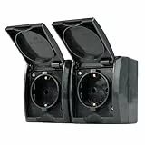 REV AquaForm, Doppelsteckdose-Feuchtraumsteckdose, IP44, Aufputz, anthrazit