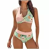 Saymany Bikini-Sets Für Damen Suits Badeanzug Schwangerschaft Bikini Damen Push Up Bauchweg Bikini Sport Bikini Tankinis Für Damen Bauchweg Schwimmshorts Damen Tankini Damen Große Größen（2-Pink,S