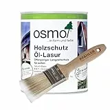 OSMO Holzschutz Öl-Lasur 0,75 l (731 Oregon Pine) Rapid-Technologie – 2 Anstriche an 1 Tag Wetterbeständig, atmungsaktiv & UV-beständig, offenporig & seidenmatt, Inkl. Gratis PFAHLER-Pinsel