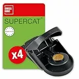 SWISSINNO Mausefalle SuperCat - Effizient + Wiederverwendbar mit Erdnussbutter-Köder - Sofortiges Fangen + Töten - Verwendung im Innen- und Außenbereich - 4 Fallen