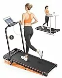 Elektrisches Laufband für Zuhause mit 9% Neigung, 12km/h Klappbares Laufband mit Steigung, 4 IN 1 Walking Pad mit LED-Anzeige, Fernbedienung und App-Steuerung, Stummschalttaste (Rot)