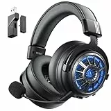 EKSA E5000BT Wireless Gaming Headset, Detachable Noise Canceling Microphone Bluetooth 5.3 Gaming Headphones 2.4GHz USB-C & USB Schnittstelle, 7.1 Surround Sound, für PC PS4 PS5 Mac