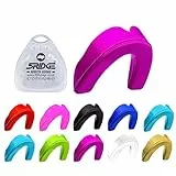 Mundschutz Gum Shield - Professioneller Mundschutz Slim Fit mit Tasche für Kontaktsport, Rugby, Kampfsport, Judo, Karate, Rugby, MMA, Boxen, Hockey, Fußball (Lila, Erwachsene(+12))