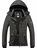GEMYSE Damen Wasserdichte Winddichte Skijacke Winterjacke Wanderjacke Hardshelljacke Regenjacke mit Kapuze (Graphitgrau,L)