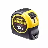 Stanley FatMax Bandmass Blade Armor, 10m Länge, Feststeller, automatischer Rücklauf, Gürtelclip, DynaGrip, 0-33-811