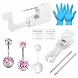 WillTen 10Pcs Piercing Kit, Bauchnabel Piercing Kit mit Piercing Pistole, Extra 13G 14G Piercing mit 316L Chirurgischen Edelstahl Bauchnabel Piercing für Bauch Nabel Nase Nippel Piercing