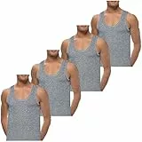 LOREZA® 4er Pack Herren Unterhemden extralang 100% Baumwolle (11 / 4XL, 4er Pack Grau)