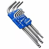 S&R Innensechskantschlüssel Satz HX mit Kugelkopf, lang, 9-tlg. 1/16-3/8 inch, in Kunststoffclip