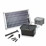 esotec Solar Teichfilterset Profi 25/650 LED proBatt, Teichfilter Komplettset mit Pumpe, BleiGel Akku, Programm-Funktionen, Teichpumpe, 25Wp, Förderhöhe 1,4m, 650l/h, IP68, 101064