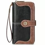 FALAN MULE Geldbörse Damen Leder, Portmonee Damen Gross Clutch RFID Schutz Blocking Große Kapazität Lang Geldbeutel mit Kartenfächer und Portemonnaie Frauen