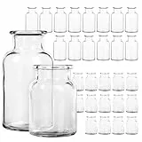 30-teiliges Minivasen-Pärchen-Set aus Glas – 15 kleine & 15 mittelgroße Glasvasen im Vintage Stil – Dekovasen für Hochzeit, Geburtstag, Event & Festliche Tischdeko – Boho & Moderne Blumenvase