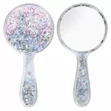 Naapesi Handspiegel,Professioneller Handspiegel mit Griff,Schminkspiegel Runde Form,Friseure Rasierspiegel Kosmetikspiegel, Runde Taschenspiegel für Handheld, Zuhause,Reisenutzung (Rosa)