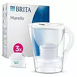 BRITA Wasserfilter-Kanne Marella weiß (2,4l) inkl. 3x MAXTRA PRO All-in-1 Kartuschen – Kanne mit Wasserfilter reduziert Kalk, Chlor, Blei, Kupfer & geschmacksstörende Stoffe im Leitungswasser