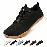 Geweo Barfußschuhe Herren Damen Sommer Bequeme Barfuss Schuhe mit Breite Zehenbox für Sport Fitness Gym Schuhe Leicht Atmungsaktiv Turnschuhe Zero-Drop Gum Sohle Barefoot Sneaker Unisex Schwarz 46EU