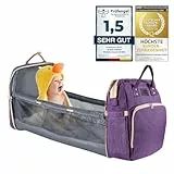 all Kids United® Baby Wickelrucksack Deluxe - Babytasche Wickeltasche Set: Baby-Rucksack, Wickelauflage, integriertem Wickelunterlage, Kinderwagen-Haken (Violett)