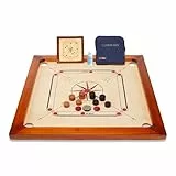Uber Games – Premium Carrom Board Set – 78x78cm Official Size Playing Board Including All - Hardwood Edges for Better Rebound – Made in India (Nur Brett)