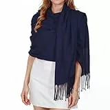 Abeillo Pashmina-Wickeltücher für Damen – eleganter Pashmina-Schal, luxuriöse Schals für Frauen, Hochzeiten, Abendkleider, Marineblau, Large