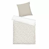 TOM TAILOR Renforcé-Bettwäsche, 80x80 + 135x200 cm, 100% Baumwolle/Renforcé, mit Wendemotiv und farbigem Reißverschluss, ORGANIC LEAVES Beige, Weiß (Sunny Sand)