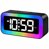 MOSUO Wecker Digital Mit RGB Licht, Digitaler Uhr Mit 2 Wecker Laut Für Kinder & Tiefschläfer, Led Tischuhr Mit Sprachsteuerung Funktion, Snooze, Helligkeitsdimmer, 12/24H, Speicher Batterie