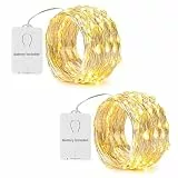 NEXVIN 2 Stück 6M 60 LED Lichterkette Batterie, Weihnachten Lichterkette Kupfer, Drahtlichterkette Warmweiß mit 8 Modus und Timer, Lichter Flasche Dekoration für Weihnachten, Party, Hochzeit