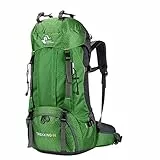 free knight 60L Wasserdichter Rucksack, ultraleichter, packbarer Kletterfischer Reiserucksack Tagesrucksack, handliche Faltbare Camping Outdoor-Rucksack-Tasche mit Regenschutz(Grün)