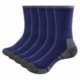 GiveGift Socken Herren Gepolsterte Verstärkte Arbeitssocken Baumwolle Crew Sportsocken, Wandersocken mit Dicke Frotteesohle, Atmungsaktiv Herrensocken WORK Socken für Herren 40-45, Blau 5 Paar