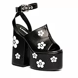 LAMODA Damen Dancing Queen Court Shoe, Black Flower, 40 EU