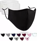Luftty Maske mit Filter und verstellbaren Ohrschlaufen | Community Maske schwarz | Behelfs Mundschutz waschbar | Premium Stoffmaske