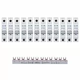Eaton Set 12x LS-Schalter 1-polig PXL-B16 236033 + 1x Sammelschiene EVG-3PHAS/12MODUL 215639