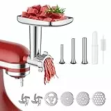 Fleischwolf Aufsatz für KitchenAid Küchenmaschinen, Inklusive 3 Wurstfüllhörnern 2 Klingen 4 Mahlscheiben und Reinigungsbürste Fleischwolf Zubehör von Coolcook
