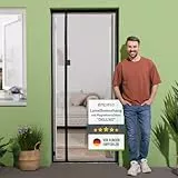 empasa Fliegengitter Tür Magnet Fliegenvorhang DELUXE mit seitlicher Öffnung, Insektenschutz für Terrassen- und Balkontür, 26 starke Magnete, selbstschließend, Farbe:schwarz, Größe:95 x 210 cm