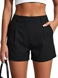 HAWILAND Damen Minishorts High Waist Kurze Hose Elegant Sommer Schwarz M