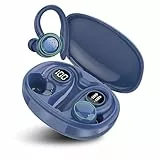 PEFUPEW Bluetooth Kopfhörer Sport, Kopfhörer Kabellos Bluetooth 5.3 mit 4 Mic, In Ear Kopfhörer ENC Noise Cancelling, HiFi Stereo Ohrhörer LED-Anzeige, 48 Std Spielzeit, IP7 Wasserdicht (Dunkelblau)
