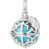 Engelsrufer Damen Anhänger für Halskette mit Flügel aus Sterling Silber mit austauschbarer Klangkugel M in der Farbe Türkis, Anhänger zum Öffnen, Größe: 19,5 cm, ER-23-26-M