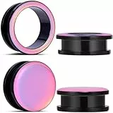 Huacan Tunnel Set 6mm 8mm 10mm 12mm 14mm 16mm Ohr Tunnels Plug Edelstahl Hohl Fest Double Flared Klassisch Expander für Damen Herren 4 Stück