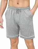 Crewhpo Pyjamahose Herren Kurz Baumwolle Schlafanzug Hose Einfarbige Schlafshorts Stretch für Männer Schlafhose Pyjamahose Shorty mit Seitentaschen