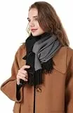 MEANBEAUTY Damen Kaschmir Schal Doppelseite Winterschal Wollschal Pashmina große Deckenschals Weihnachtsgeschenke-Schwarz+Grau