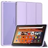 Amazon Fire HD 10 Tablet Hülle (Nur 13. Gen, 2023),Nicht für Sony TCL,Patamiyar Slim PU Leder Dreifach Faltbare Ständer Clear Rückseite Hülle für Fire HD 10 Kids&Kids Pro Tablet,Auto Schlaf/Wach -Lila