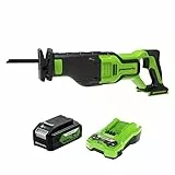 Greenworks 24V Akku-Säbelsäge GD24RS & Akku G24B4 & Akku-Ladegerät G24C