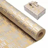 woric 43cm x 25m Geschenkpapier Geburtstag, Happy Birthday Geschenkpapier Rolle für Geburtstag Babyparty Mädchen Jungen Erwachsener