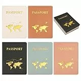 Yicenmy 5 Stück Reisepasshülle, PU Leather Passport Hülle, 5 Farben Passport Holder mit Slots, Reisepass Hülle für Ticketkarte, Bordkarten, Kreditkarte, Visitenkarten