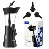 KAUGIC Manuelles Ohrenschmalz-Entfernungsset, 2-in-1-Wassertank Ohrreiniger – Ergonomischer Kraftsparender Knopf, Einhandbedienung, Weiche Silikonspitzen, Sicher und Komfortabel für zu Hause -Schwarz