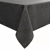 smiry Leinenoptik Tischdecke Abwaschbar Lotuseffekt Eckig 140 x 240 cm Tischtuch Leinendecke Wasserabweisend Tafeldecke Tischwäsche Fleckschutz, Dunkelgrau