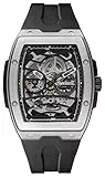 Ingersoll 1892 The Challenger Herren-Automatikuhr, 45 mm, mit schwarzem/silbernem Zifferblatt und schwarzem PU-Kunststoffarmband I12301