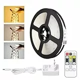 Lepro LED Strip 5M Set Dimmbar,Warmweiß bis Kaltweiß LED Streifen 12V Selbstklebend, Flexibel DIY LED Band, IP20 LED Leiste, 300 LEDs SMD 2835, LED Lichtband für Innen Küche Zimmer Deko