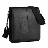 Leathario Herren Umhängetasche aus Veagnem Leder,Schultertasche mit Großer Kapazität, Herrentasche für Alltag Freizeit Arbeit