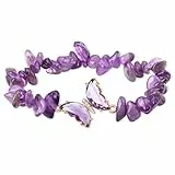 XIANNVXI Amethyst Armband Damen Schmetterlinge Armband Lila Armbänder Amethyst Stein Armbänder Schmetterling Deko Geburtstag Schmuck Geschenke für Frauen