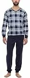 Timone Herren Schlafanzug Lang mit Bündchen aus Baumwolle Nightwear Set TI30-107 (9555408 Marine, L)